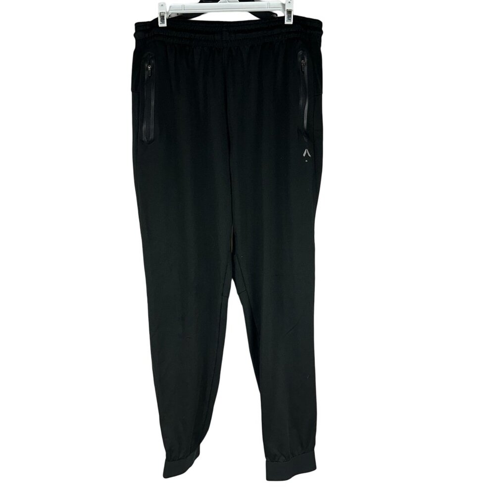 Reebok Mens Black Athletic Track Pants Size Large Elastic Waist Lightweight